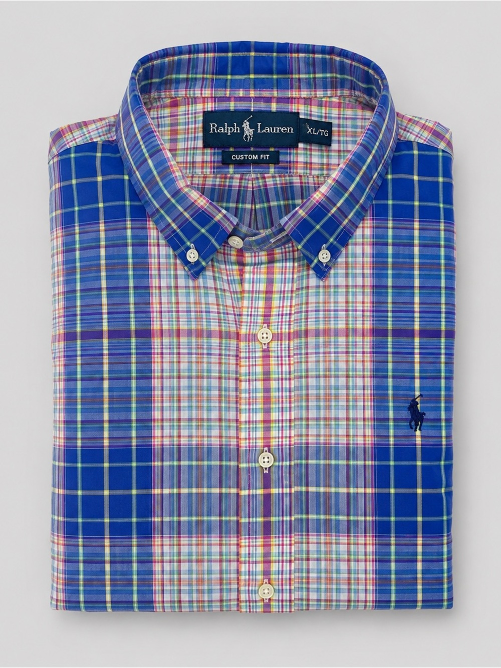 Vintage Ralph Lauren Mens Madras Plaid Button Down Shirt XL Preppy 90s Classic